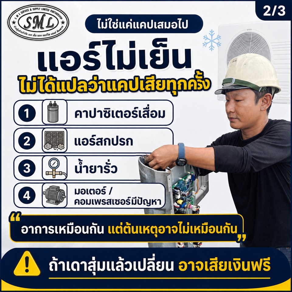 แอร์ไม่เย็น เปลี่ยนแคปเลย หายแน่นอน จริงไหม? ภาพที่ 2